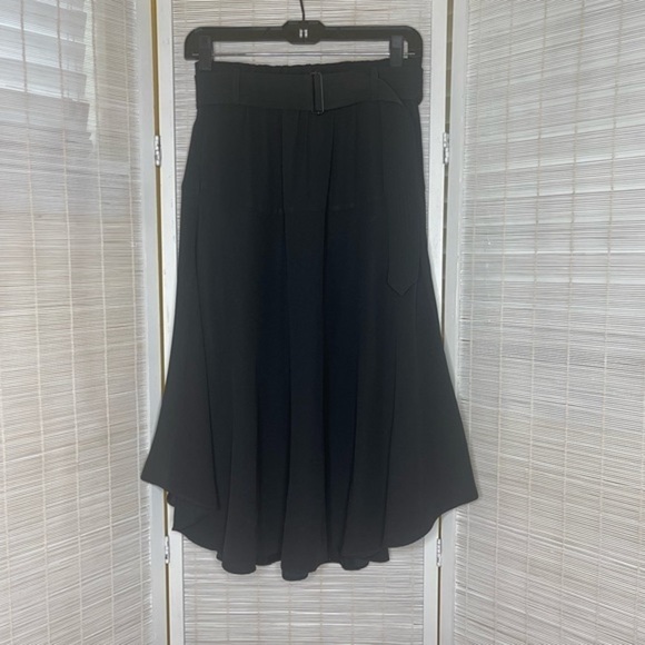 A.L.C Belted Black Midi Skirt Flowy Size 6 Pockets - Picture 1 of 7